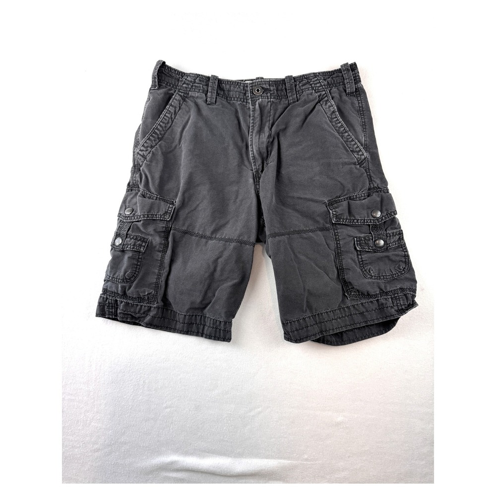 Express Mens Cargo Shorts Size 32 Black Washed Utility Y2K Multi Pocket Cotton